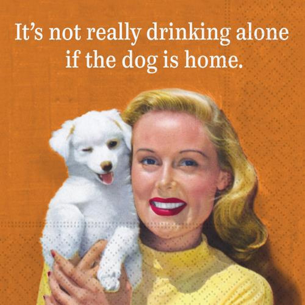 If The Dog Is Home 5 x 5 Novelty Holiday Cocktail Napkins - 20 Pack