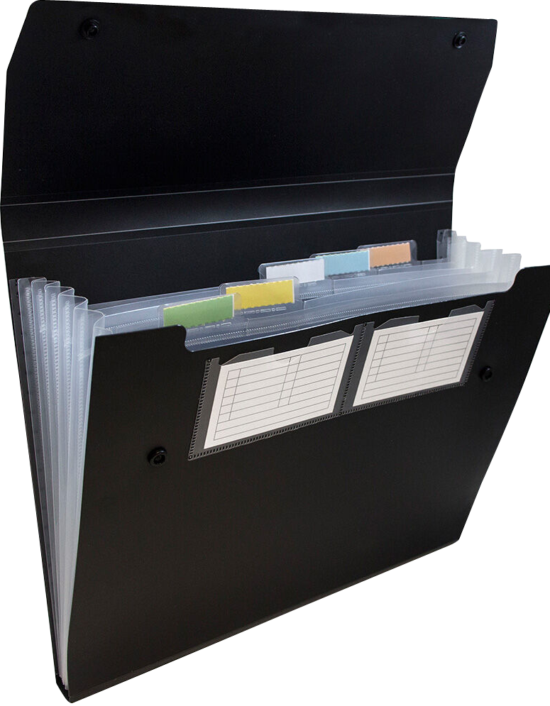 Black with Snap Letter Size 6 Pocket Expanding Files (9 x 13)