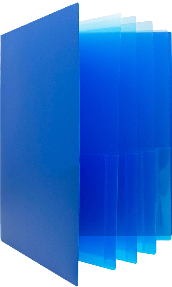 Blue 9 x 12 Plastic 10 Pocket Folders