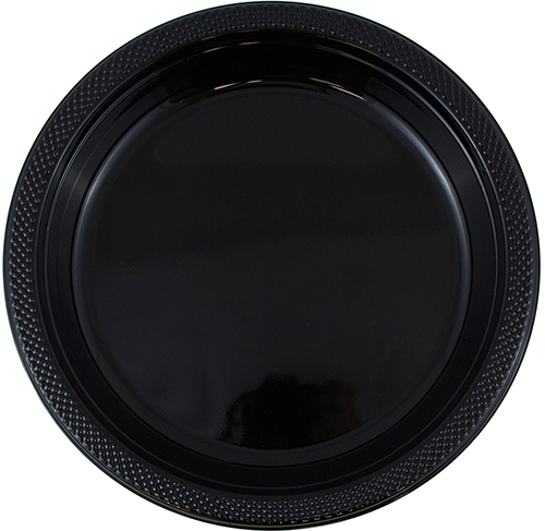 Black Medium Plastic Plates (9 Inch) - 20 Pack