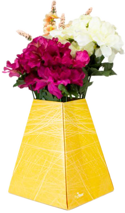 Yellow Marble Paper Pop Flower Vases - 3 Pack