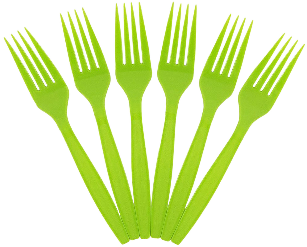 Lime Green Plastic Forks - 100 Pack
