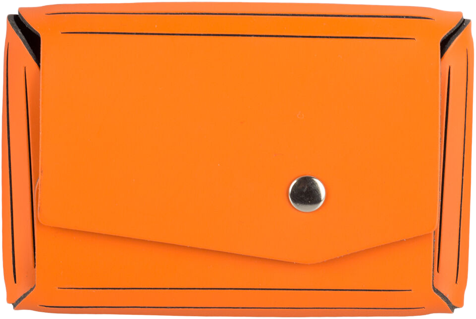 Orange Leather Business Card Case with Snap Closure - 20 Card Capacity