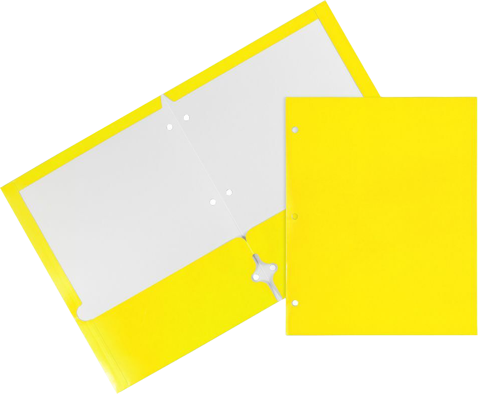 Glossy Yellow 9 x 12 3 Hole Punch Folders