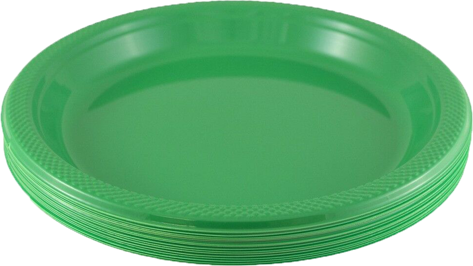 Green Large Plastic Plates (10 1/4 Inch) - 20 Pack