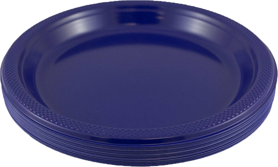 Navy Blue Large Plastic Plates (10 1/4 Inch) - 20 Pack