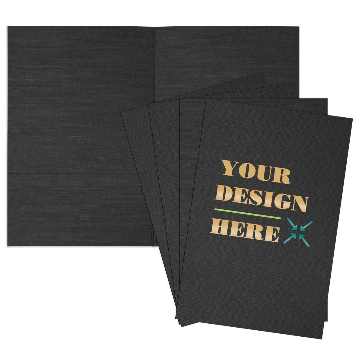Deep Black Linen 6 x 9 Folders