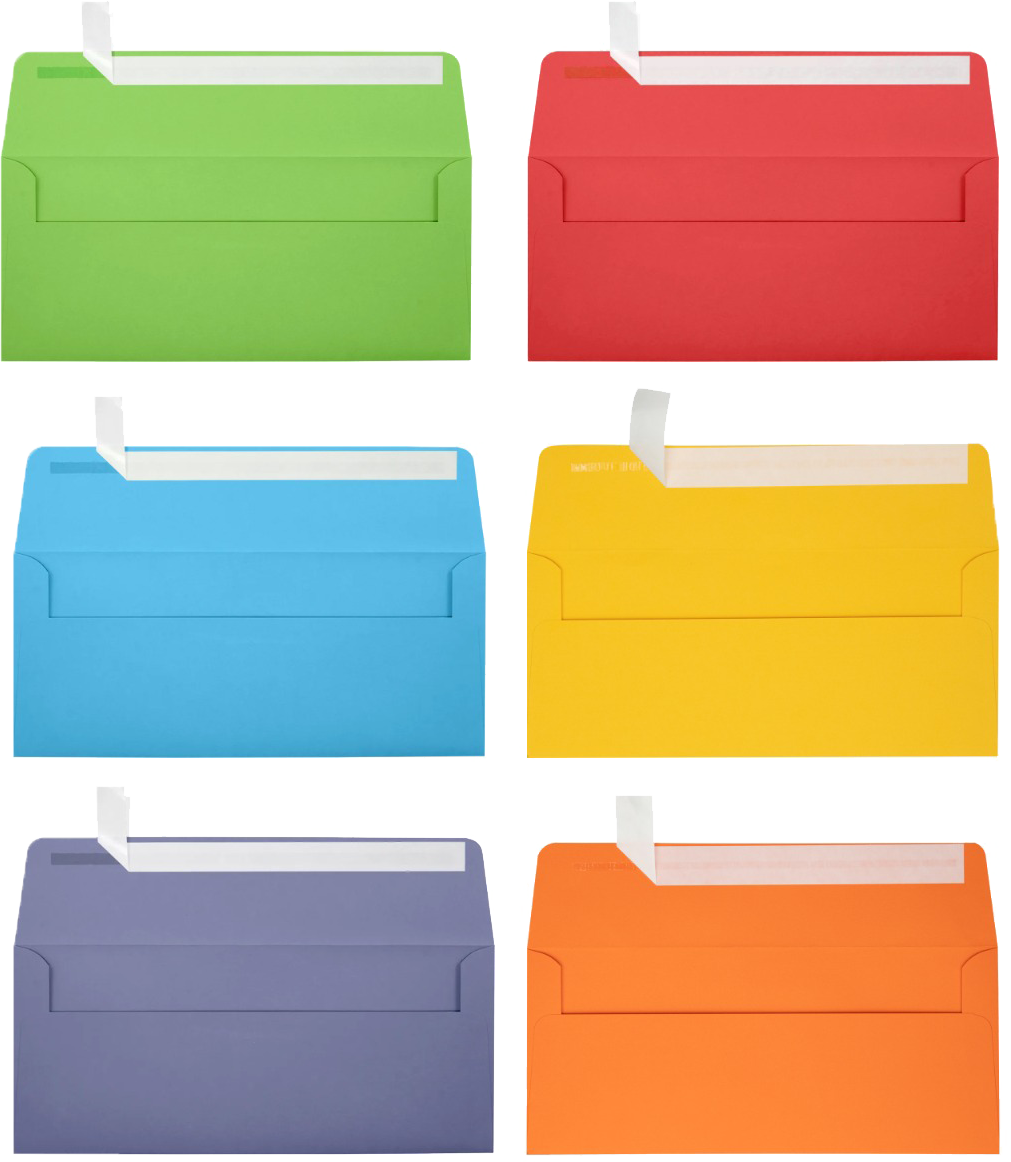 Assorted Primary #10 (4 1/8 x 9 1/2) Envelopes - 150 Pack