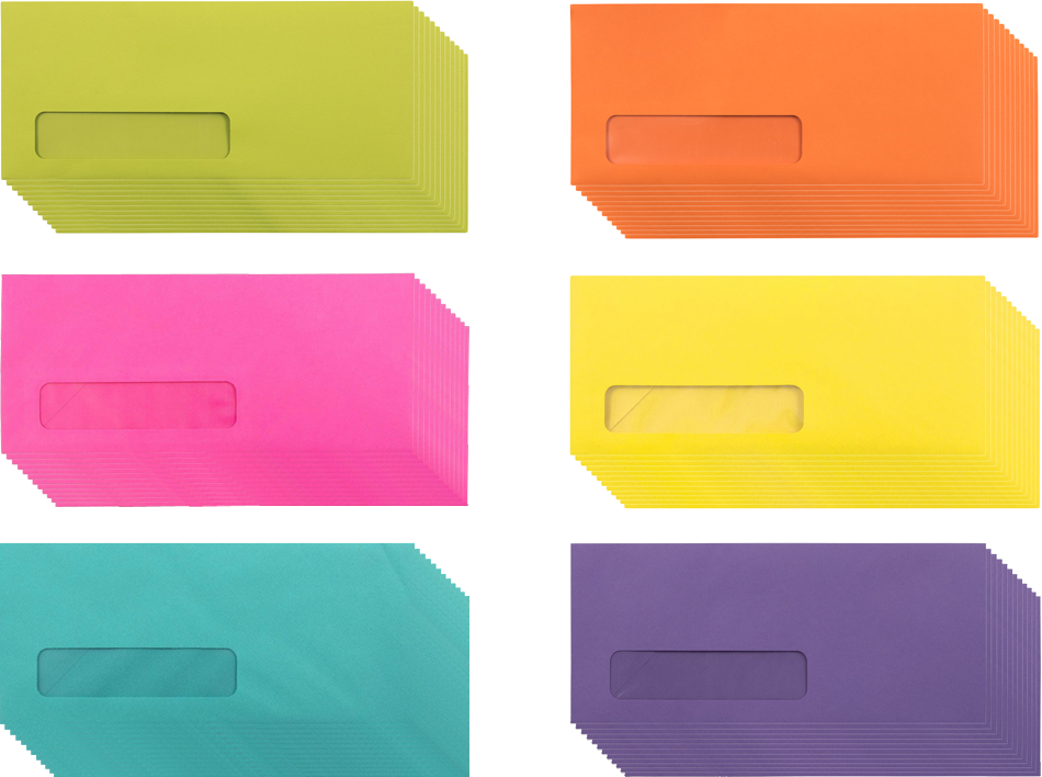 Assorted #10 Window Envelope (3 1/2 x 6 1/2) - 150 Pack