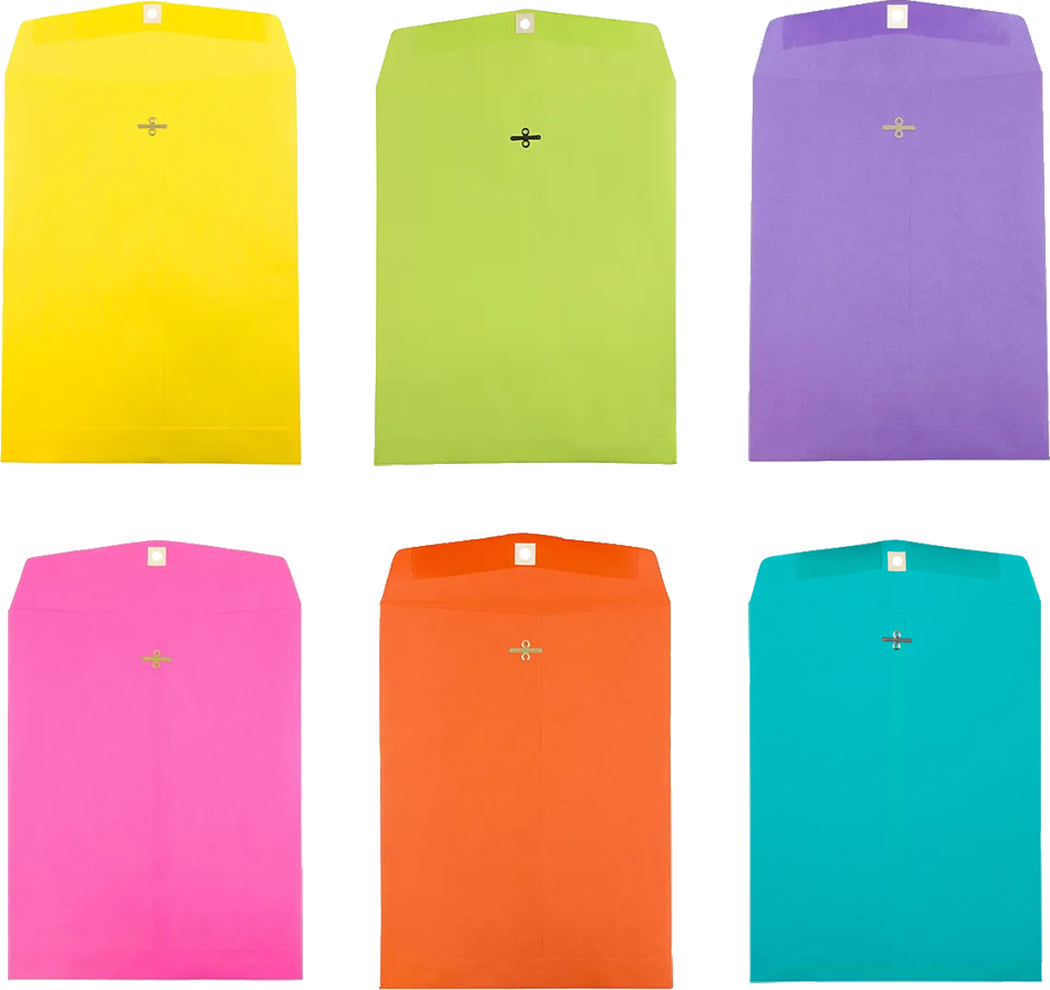 Fashion Assorted 10 x 13 Open End Envelopes with Clasp - 150 Pack