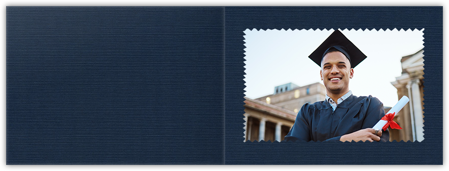 Dark Blue Linen 6 x 4 Landscape Photo Holder