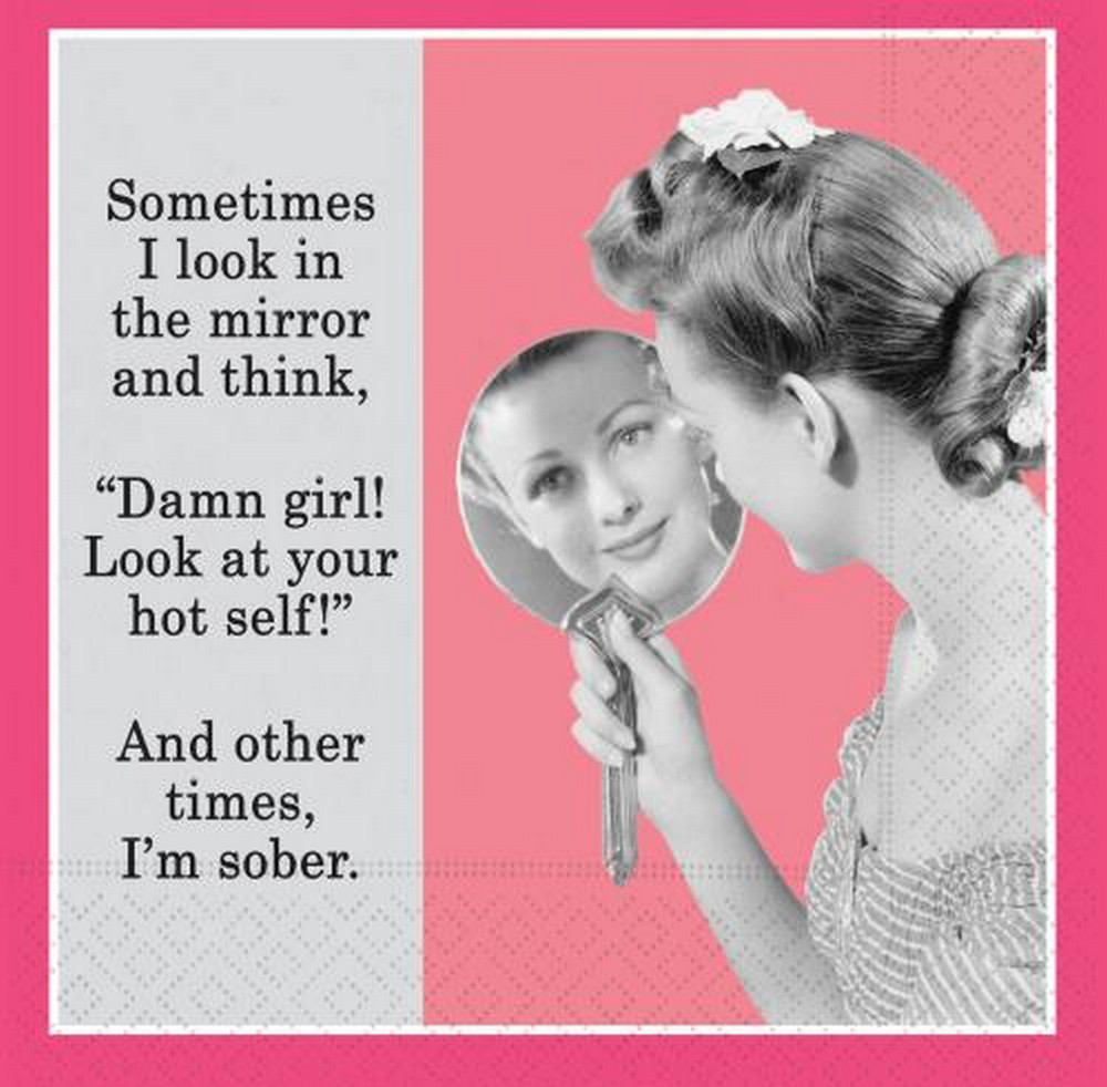 I Look In The Mirror 5 x 5 Novelty Holiday Cocktail Napkins - 20 Pack