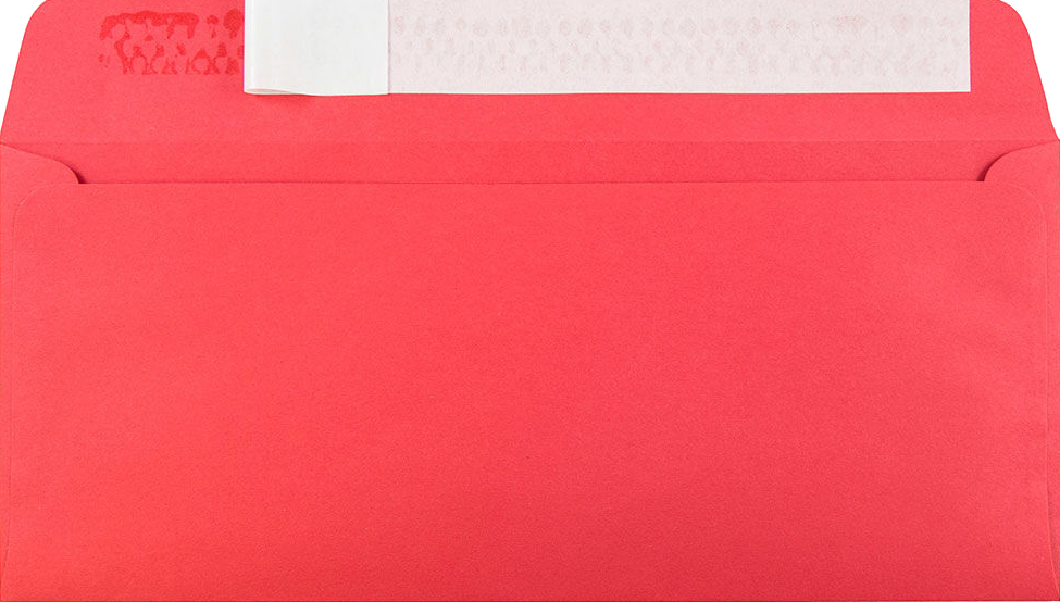 Red 24lb #10 Square Flap Envelopes (4 1/8 x 9 1/2) with Peel & Seal