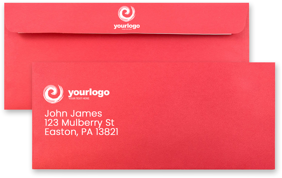 Red 24lb #10 Square Flap Envelopes (4 1/8 x 9 1/2) with Peel & Seal