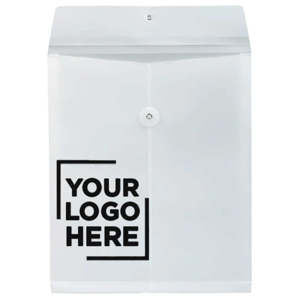 White Letter Open End Plastic Envelopes (9 3/4 x 13) with Button & String