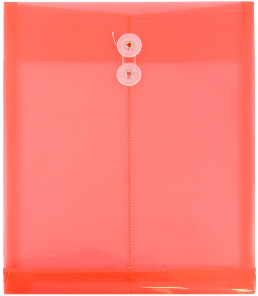 Red Letter Open End Plastic Envelopes (9 3/4 x 13) with Button & String