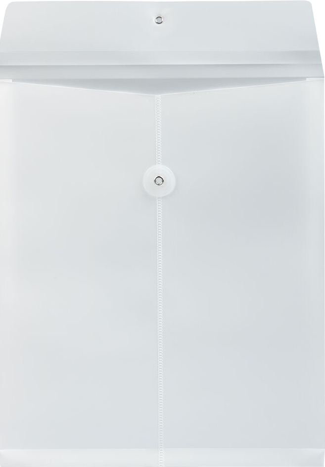 White Letter Open End Plastic Envelopes (9 3/4 x 13) with Button & String