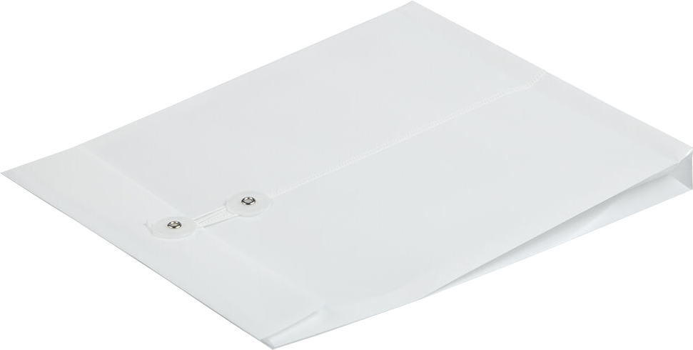 White Letter Open End Plastic Envelopes (9 3/4 x 13) with Button & String