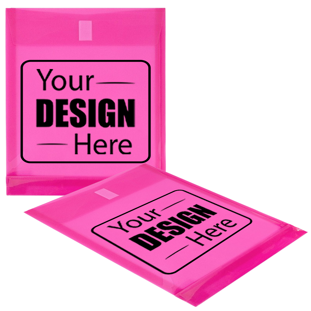 Fuchsia Pink Letter Open End with 1" Expansion Plastic Envelopes (9 3/4 x 11 3/4) with Hook and Loop Closure