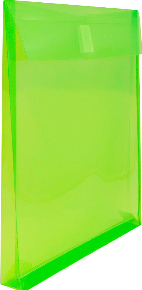 Lime Green Letter Open End with 1" Expansion Plastic Envelopes (9 3/4 x 11 3/4) with Hook and Loop Closure