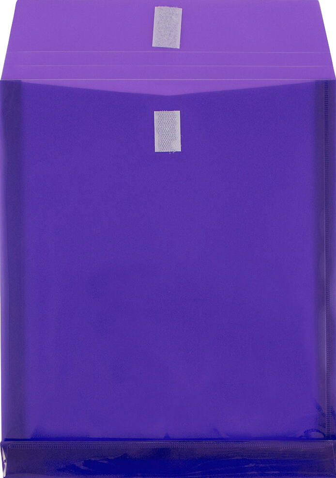 Purple Letter Open End with 1" Expansion Plastic Envelopes (9 3/4 x 11 3/4) with Hook and Loop Closure
