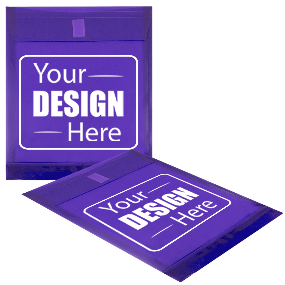 Purple Letter Open End with 1" Expansion Plastic Envelopes (9 3/4 x 11 3/4) with Hook and Loop Closure