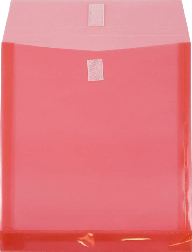 Red Letter Open End with 1" Expansion Plastic Envelopes (9 3/4 x 11 3/4) with Hook and Loop Closure