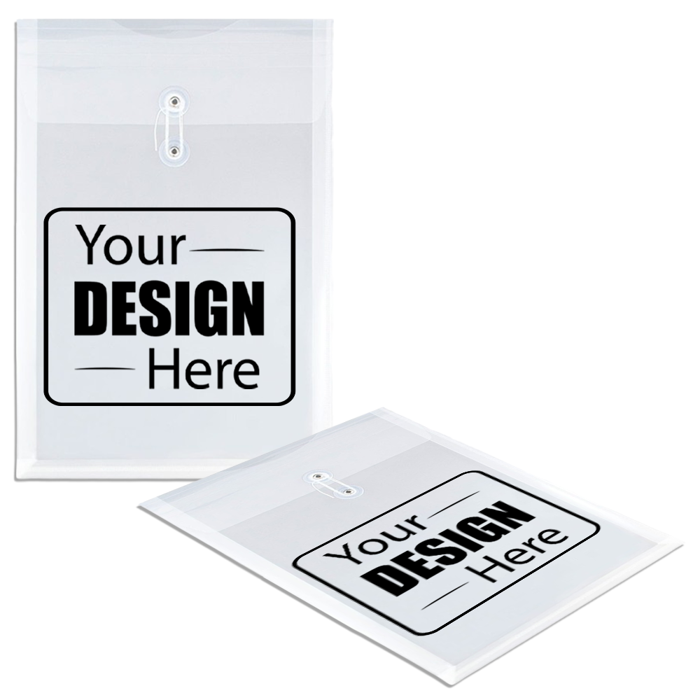 Clear Legal Open End Plastic Envelopes (9 3/4 x 14 1/2) with Button & String