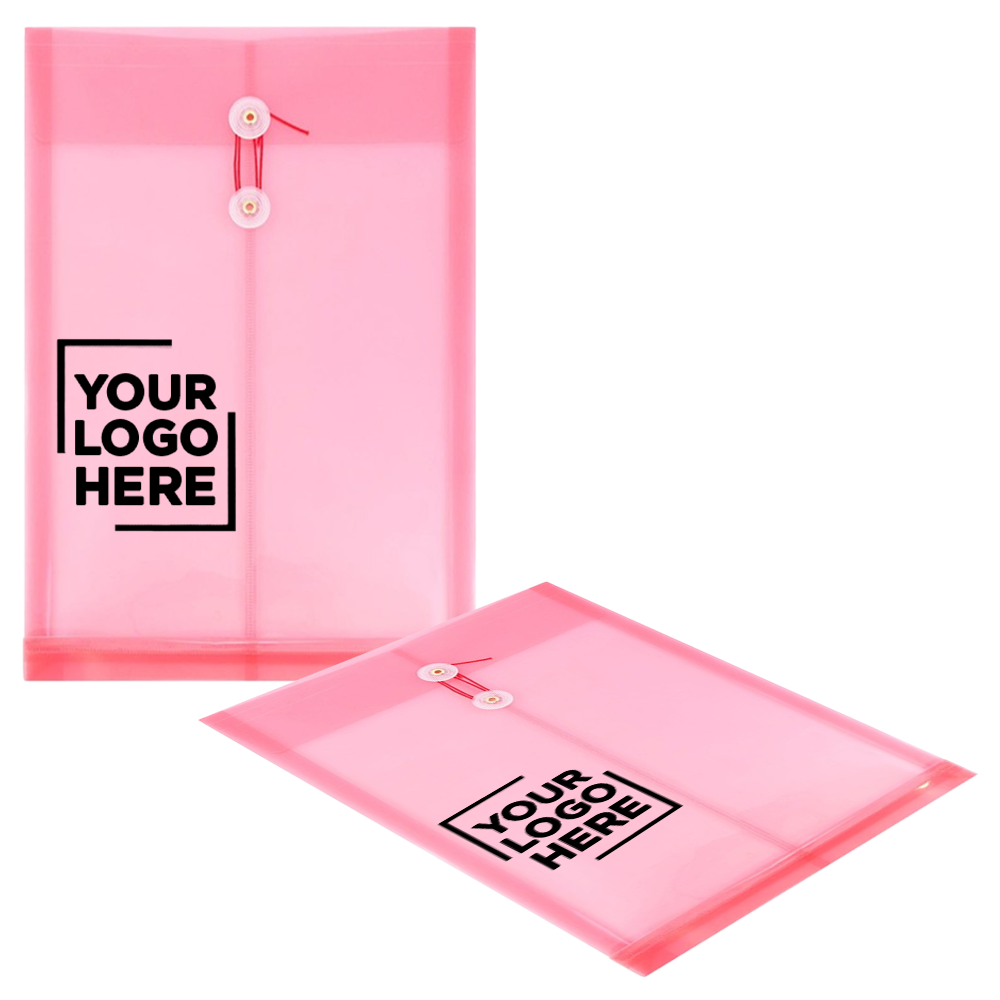 Red Legal Open End Plastic Envelopes (9 3/4 x 14 1/2) with Button & String