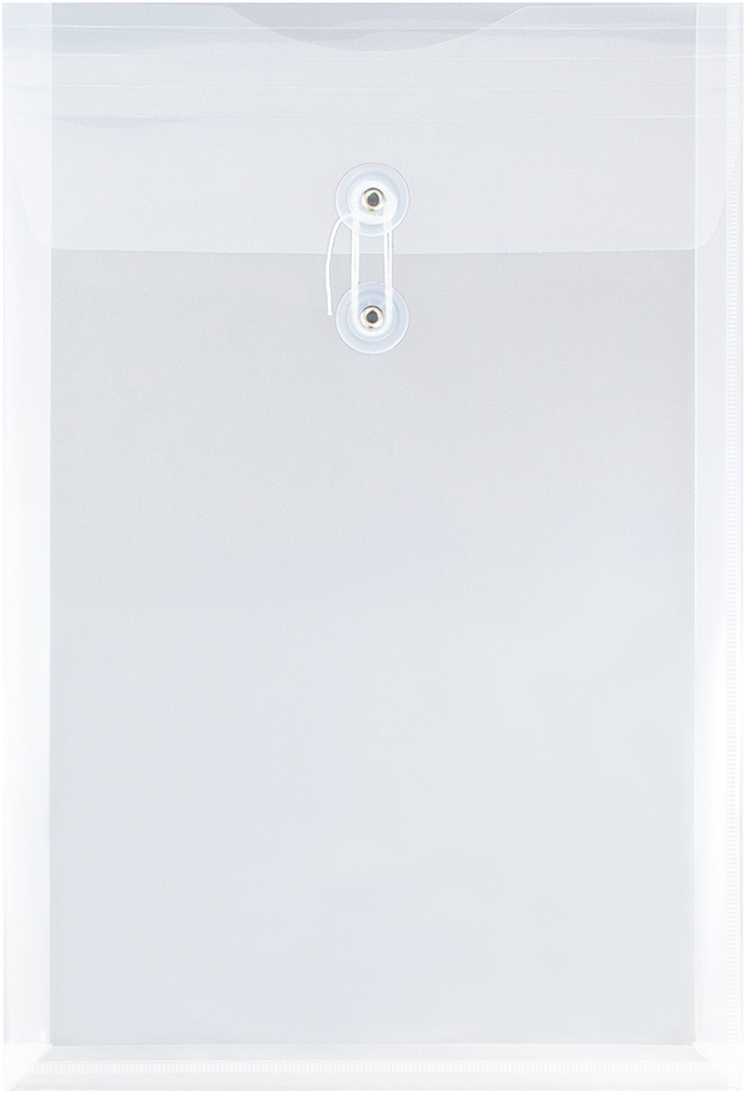Clear Legal Open End Plastic Envelopes (9 3/4 x 14 1/2) with Button & String