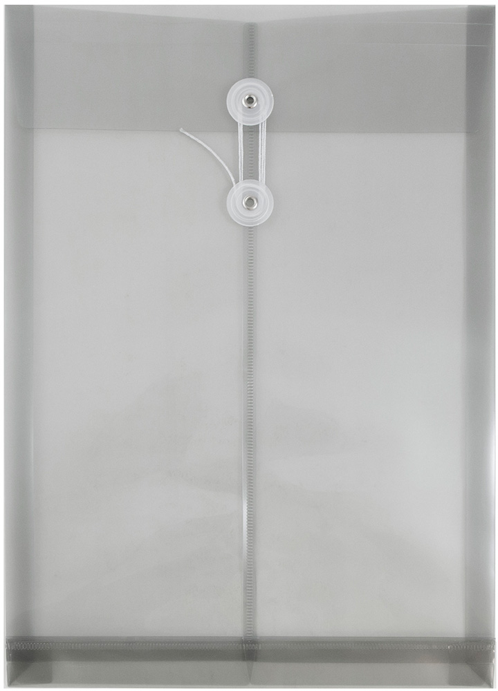 Smoke Gray Legal Open End Plastic Envelopes (9 3/4 x 14 1/2) with Button & String