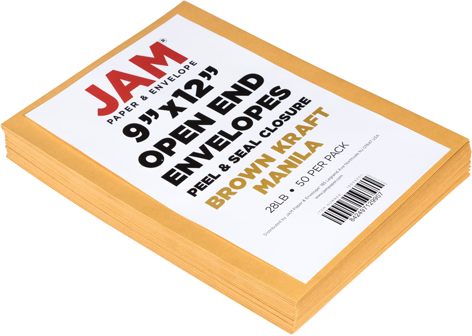 Brown Kraft 28lb 9 x 12 Open End Envelopes with Peel & Seal