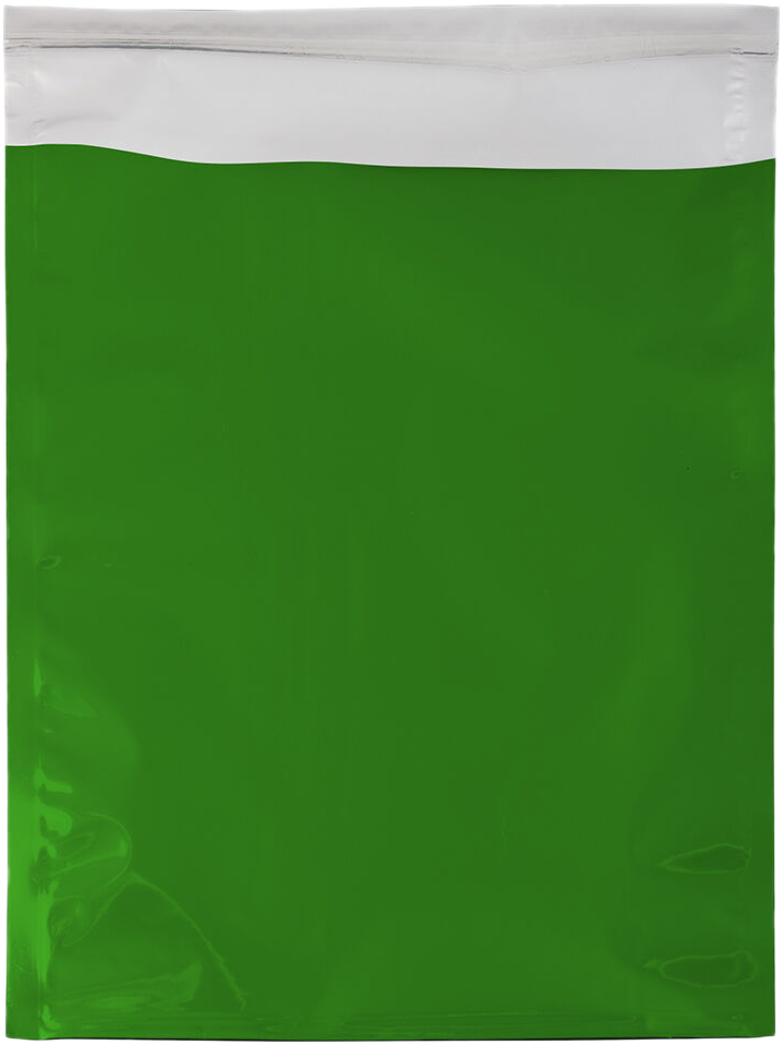 Green Foil 32lb 10 x 13 Open End Envelopes with Peel & Seal