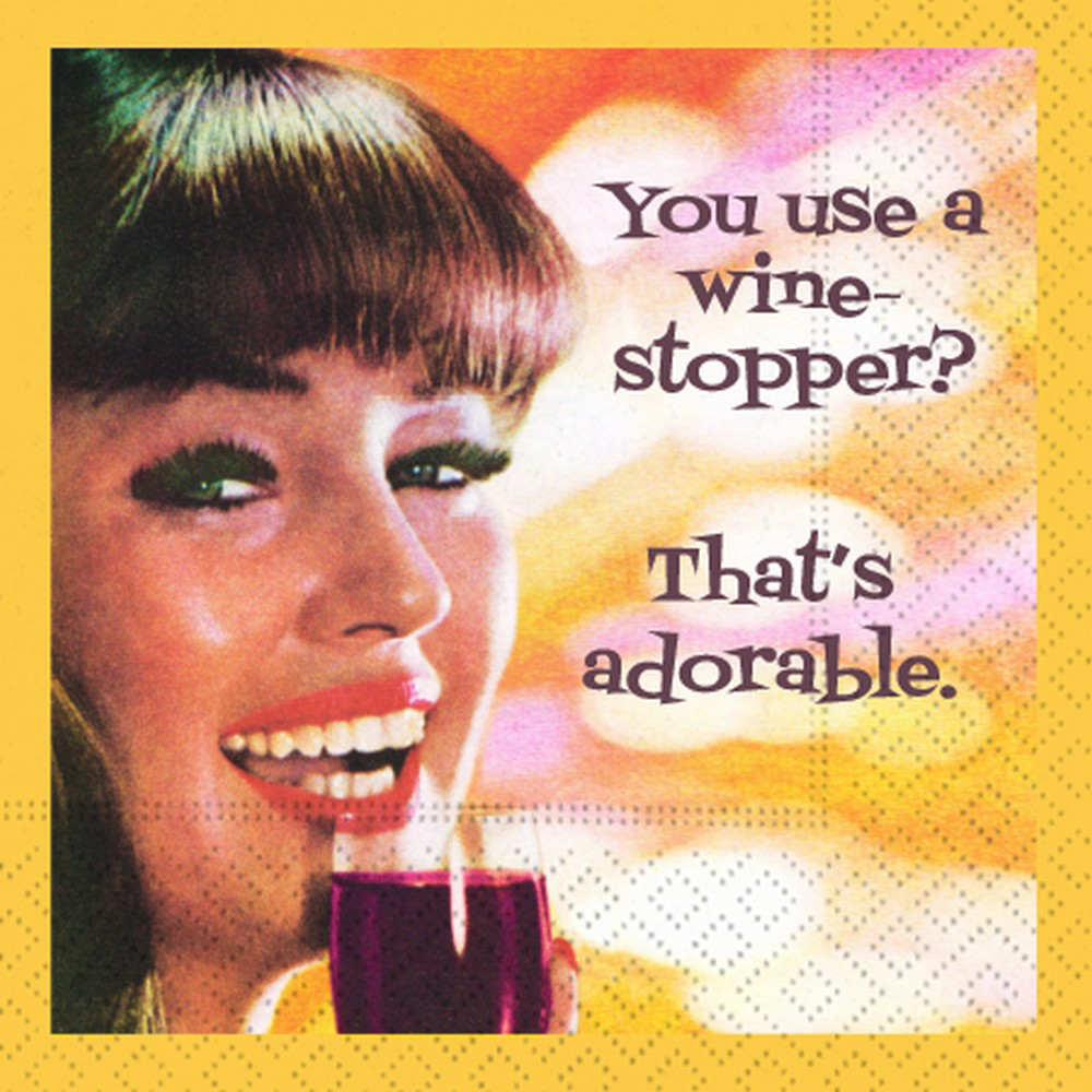 Wine Stopper 5 x 5 Novelty Holiday Cocktail Napkins - 20 Pack