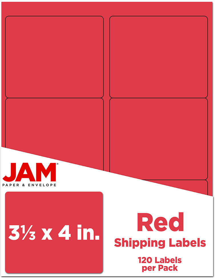 Red 3 1/3 x 4 Shipping Labels