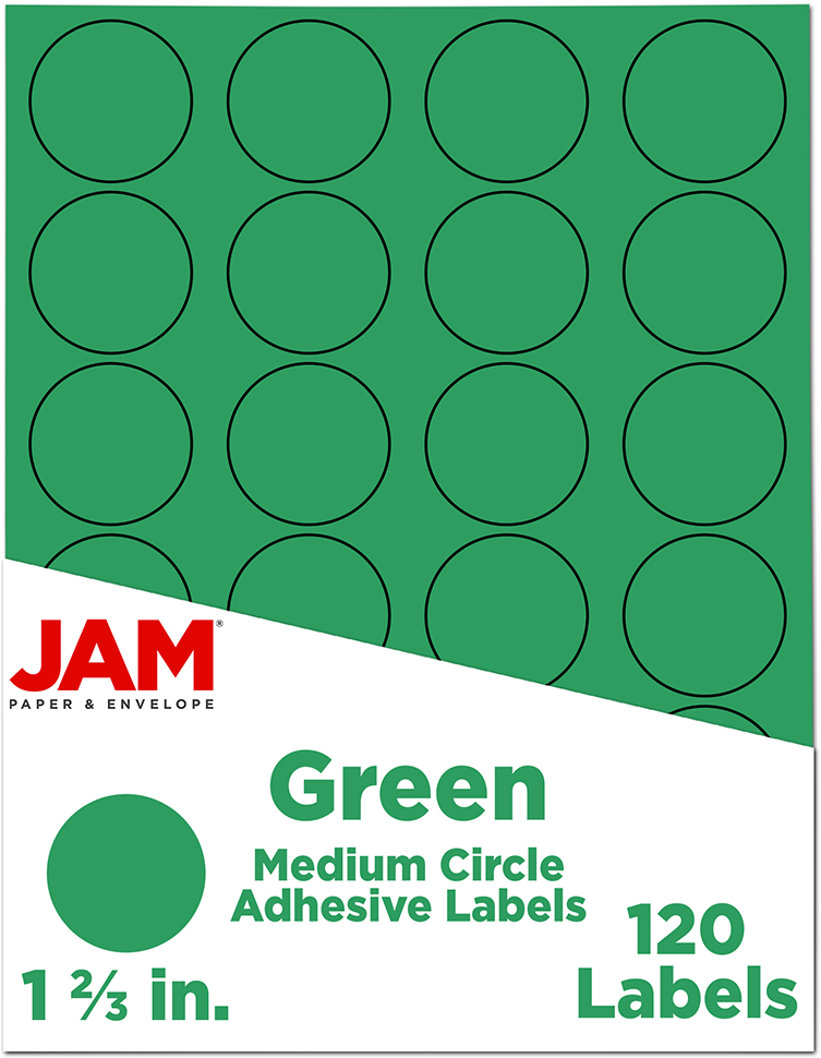 Green Medium 1 2/3 Inch Round Labels