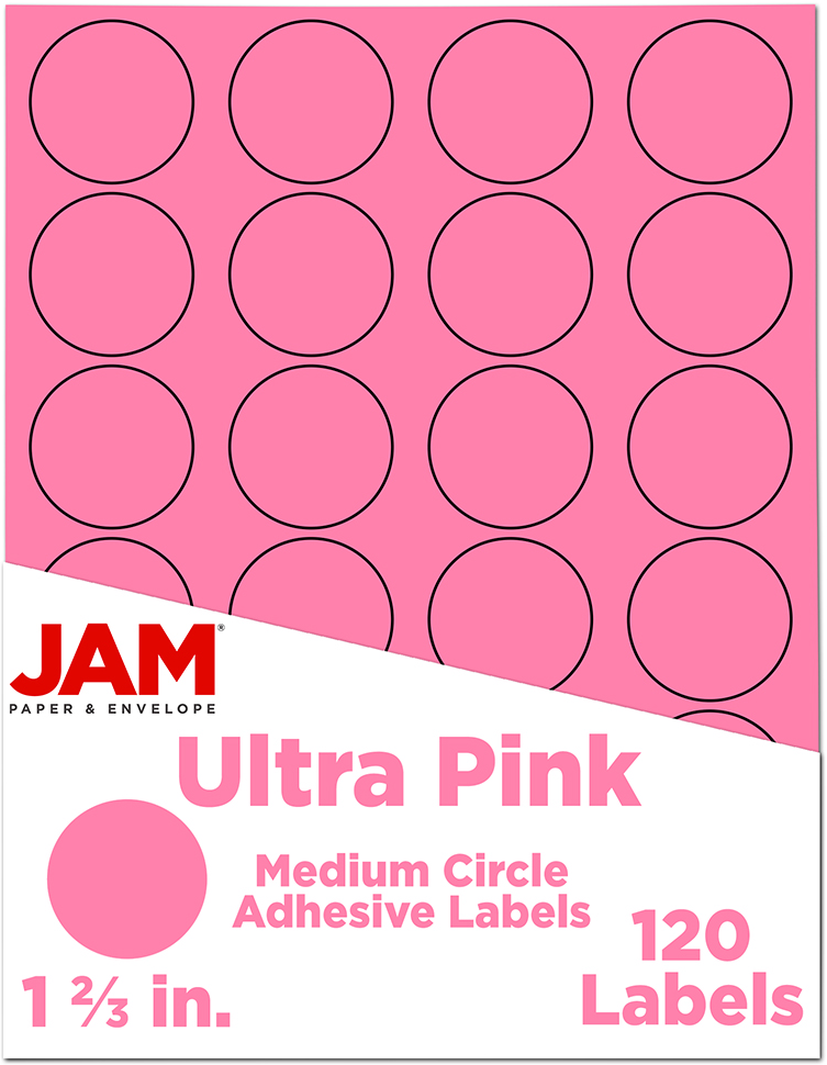Ultra Pink Medium 1 2/3 Inch Round Labels