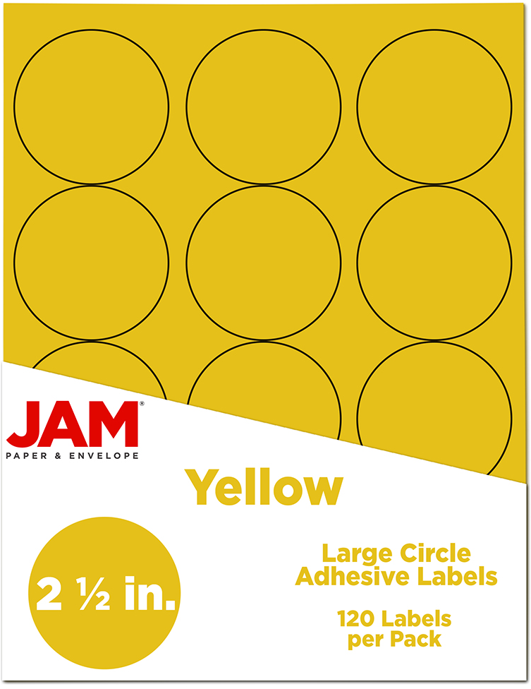 Yellow Large 2 1/2 Inch Round Labels