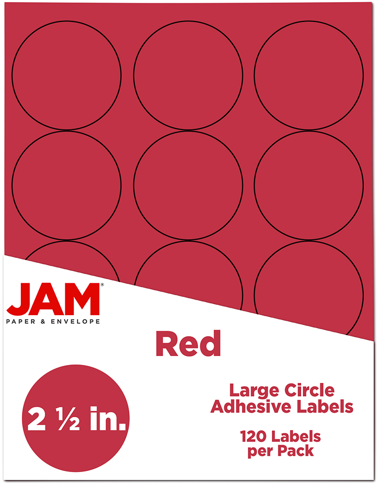 Red Large 2 1/2 Inch Round Labels