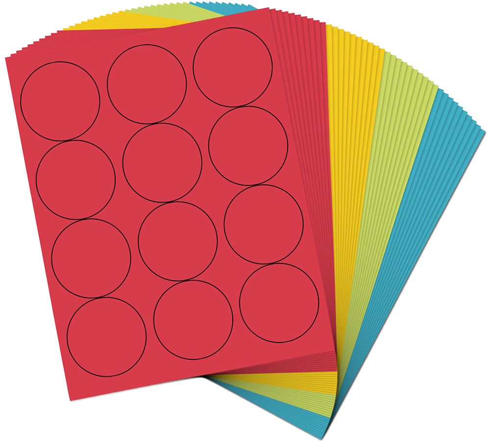 Assorted Brights Medium 1 2/3 Inch Round Labels
