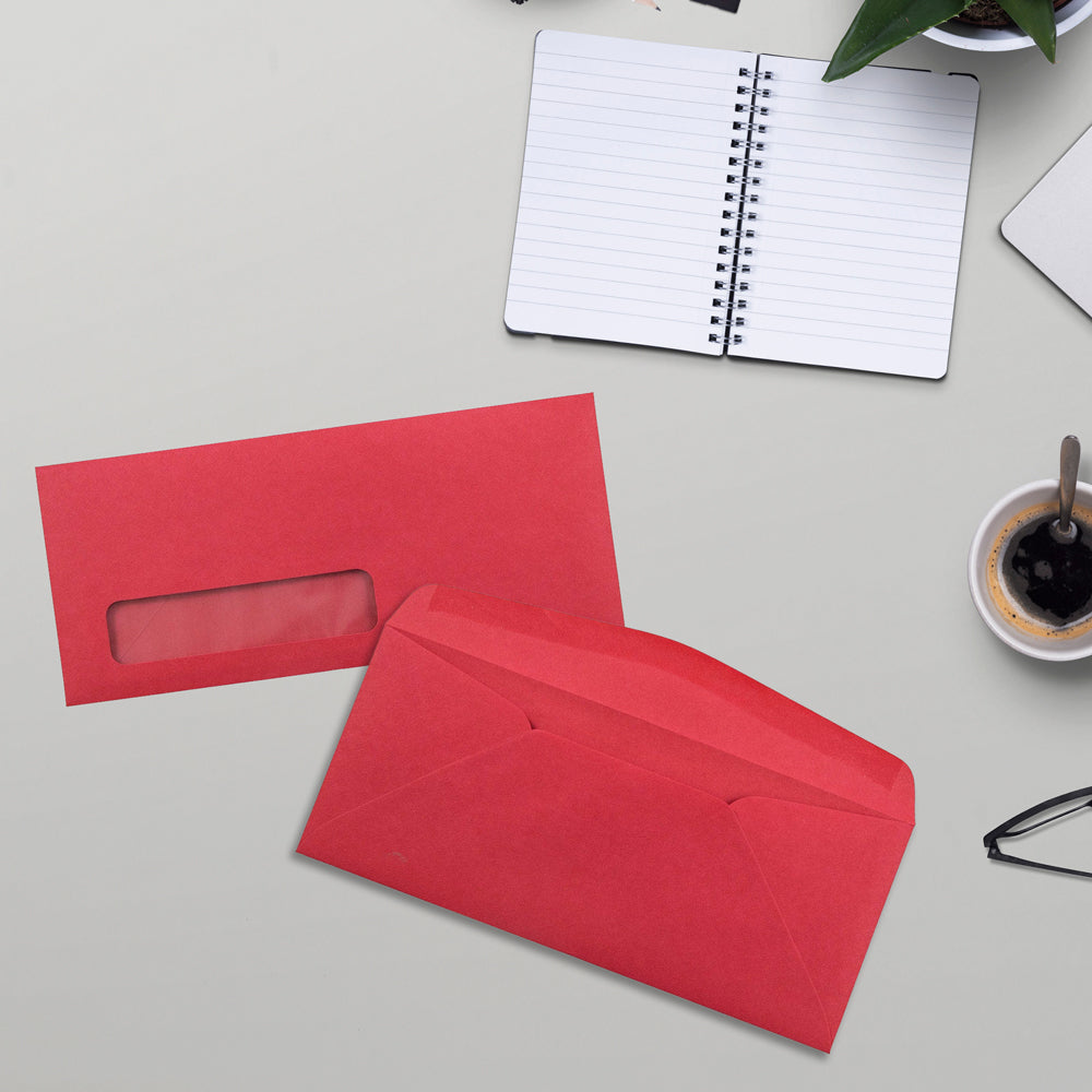 Red 24lb #10 Window Envelopes (4 1/8 x 9 1/2)
