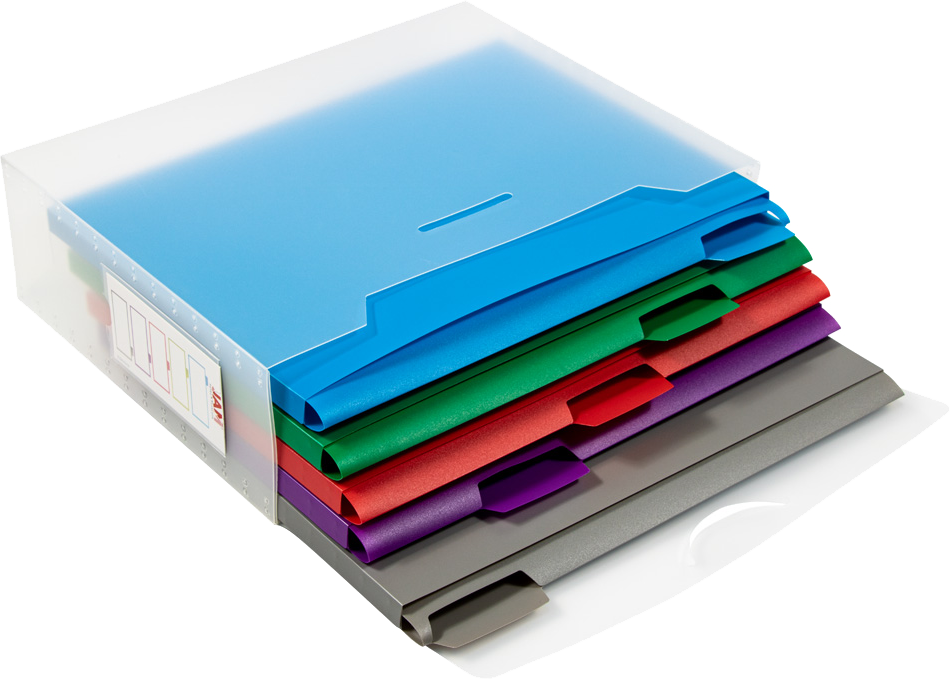 Clear Storage Box with 5 Assorted Files