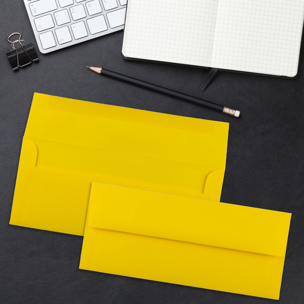 Yellow 24lb #10 Square Flap Envelopes (4 1/8 x 9 1/2)