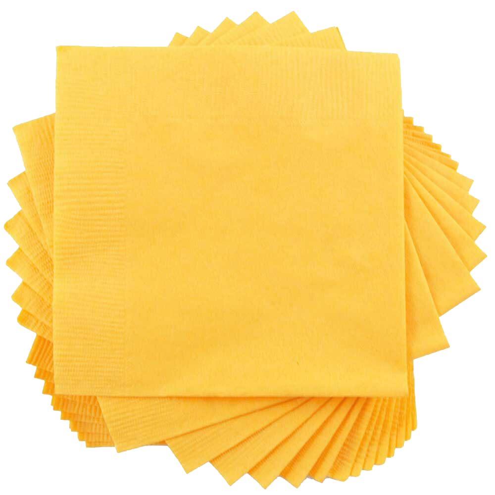 Yellow 5 x 5 3-Ply Beverage Napkins