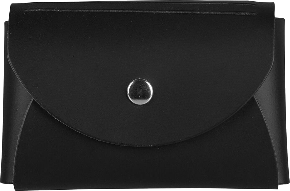 Black Leather Business Card Case with Round Flap - 20 Card Capacity