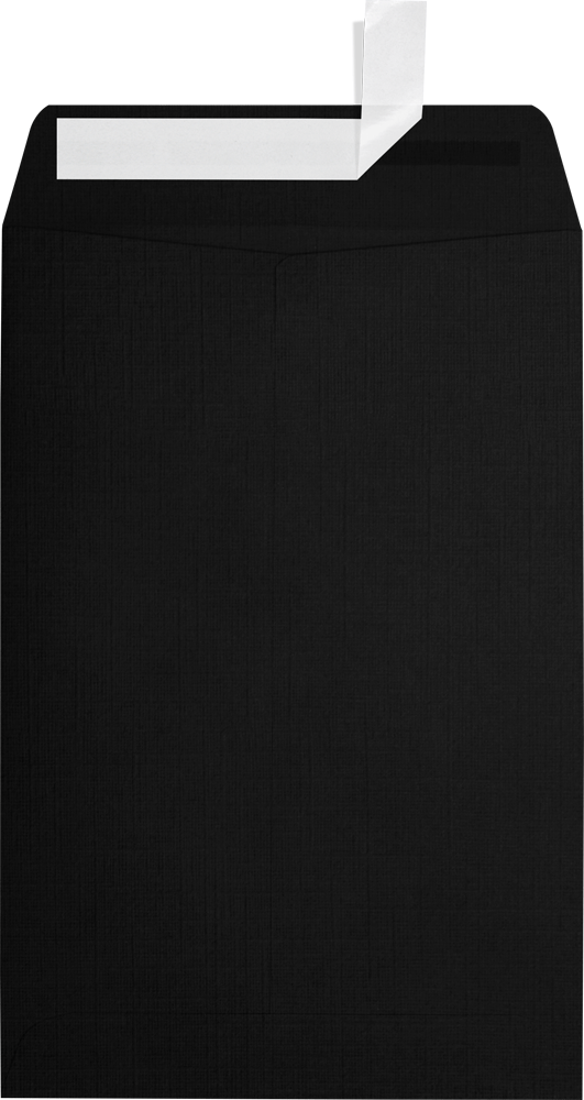 Black Linen 32lb 6 x 9 Open End Envelopes with Peel & Seal