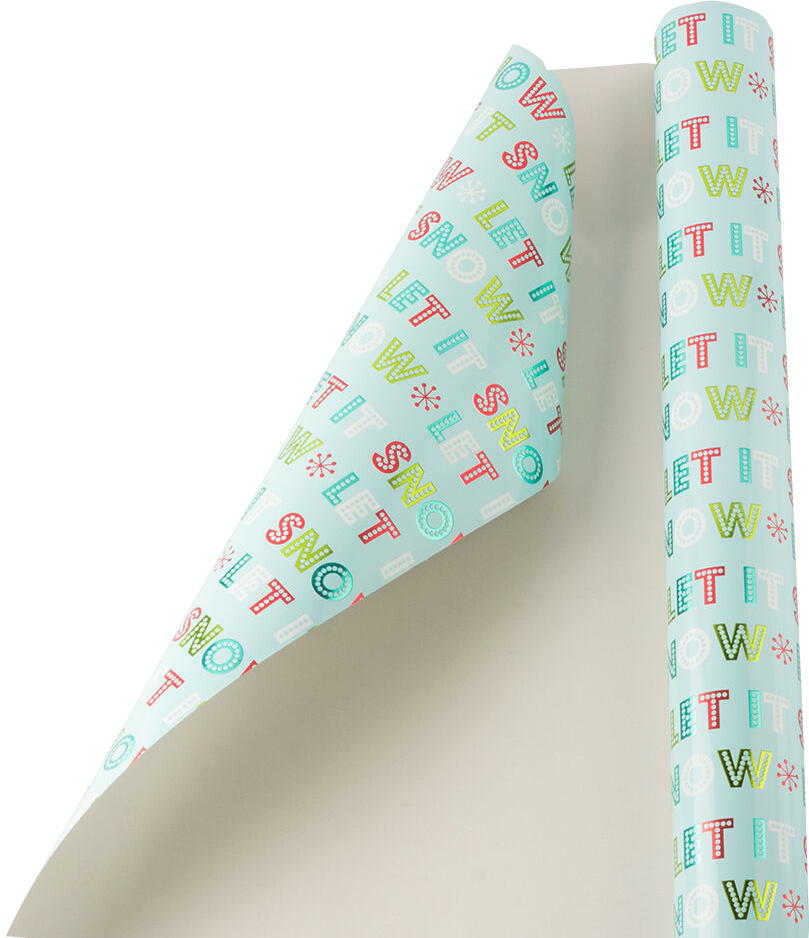 Light Blue "Let It Snow" Christmas Wrapping Paper (25 Sq Ft)