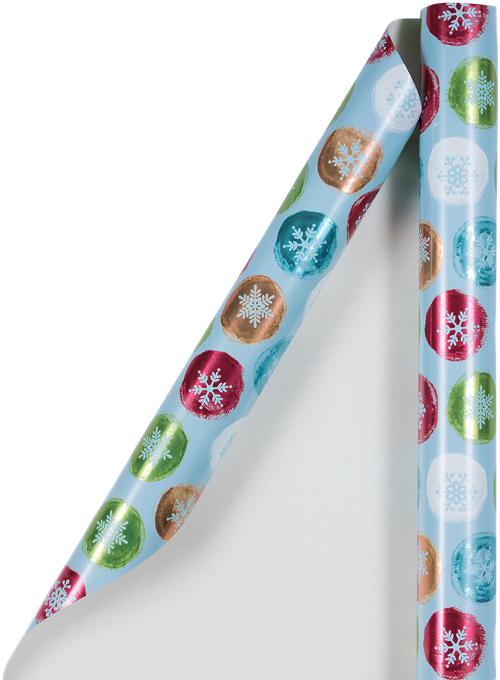 Painted Snowflake Orbs Christmas Wrapping Paper (25 Sq Ft)