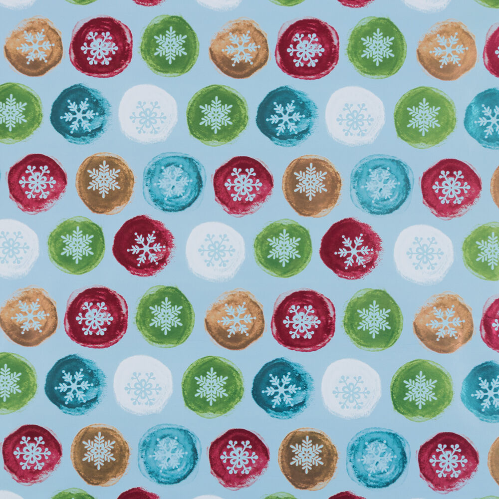 Painted Snowflake Orbs Christmas Wrapping Paper (25 Sq Ft)