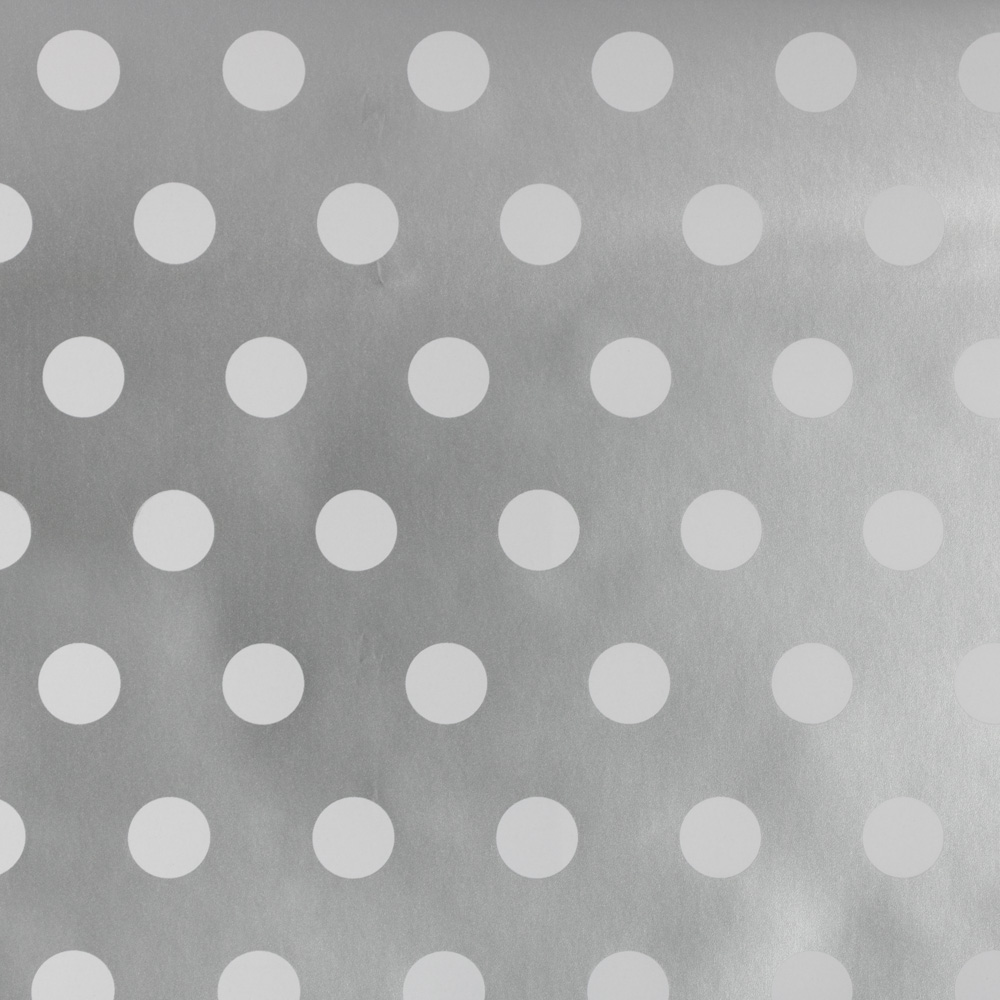 Silver with White Polka Dots Wrapping Paper (25 Sq Ft) 20lb
